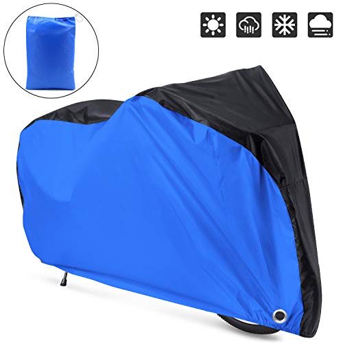 190T Bicycle Cover Roctee Waterproof Dust Resistant Anti-UV Mountain Road Bike Cover Cycle Cover with Storage Bag, 78.7''(L) * 27.6''(W) * 43.3''(H) for XL Size, Portable & Durable(Black & Blue)
