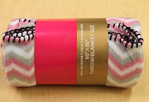 YourFleece Pink Tonal Chevron Fleece Throw Blanket with Finished Edges
