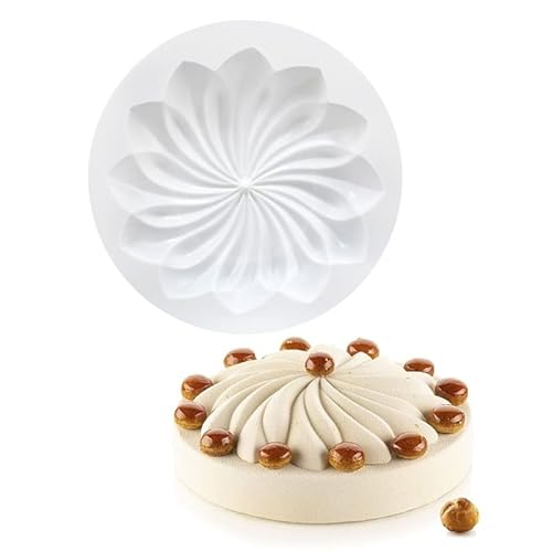 Moule à gâteau en mousse de silicone, ustensiles de cuisson Dessert Mousse DIY Chocolat Savon Bougie Moule, Fleur en spirale