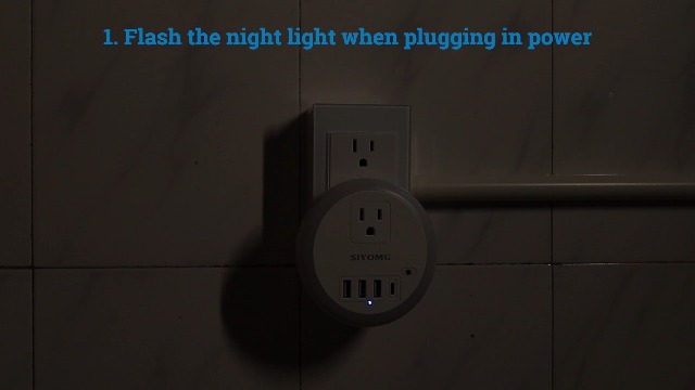 Image of LED Night Lights Plug into Wall, Plug in Night Light with 4 USB Ports and 2 Outlets, Smart Dusk to Dawn Sensor 6-Color Adjustable, Night Light for Bathroom Bedroom Hallway