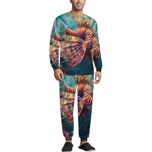 Lionfish Tropical Fish Pajama Set Long Sleeve Lounge Sets Sleepwear 2 Pjs Nightwear for Men Women