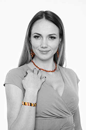 AMBERAGE Natural Baltic Amber Necklaces for Women - Hand Made from Polished/Certified Baltic Amber Baroque Beads/Quality Guaranteed (3 colors) (45cm- 17.72INCH)4