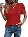 WIHOLL Valentines Shirts for Women 2026 Holiday Short Sleeve Summer Tops Elegant Red Blouses Work Teacher Tshirts Shirts for Family Photos L