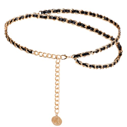 Layered Chain Belt Adjustable Fashion Chains Belts Metal Chain Belts for Women Fashion Bohemian Style Decorative Chains for Dresses/Jeans/Vests