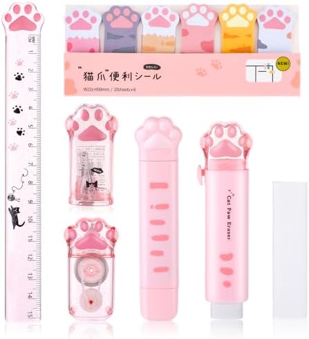 Gomme en Caoutchouc Rétractable Mignonne, 4 Gommes Rétractables avec 4 Recharges de Gomme, Gommes à Pattes de Chat Mignonnes, Gomme Rétractable Coulissante pour Enfants