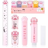 TIESOME Juego de papelería lindo con forma de pata de gato, 7