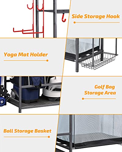 Plkow Golf Storage Ball Rack Garage Organizer, 2 Golf Bag Organizer And Other Sports Equipment Organizer For Garage, Extra Large Size Sports Storage Rack For Garage #TOP2