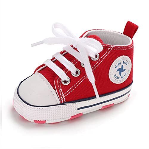 Unisex Baby Girls Boys Shoes Infant Soft Sole Canvas Newborn First Walkers High Top Anti-Slip Sneakers (A1/Red, Us_Footwear_Size_System, Infant, Age_Range, Medium, 12_Months, 18_Months) #TOP4
