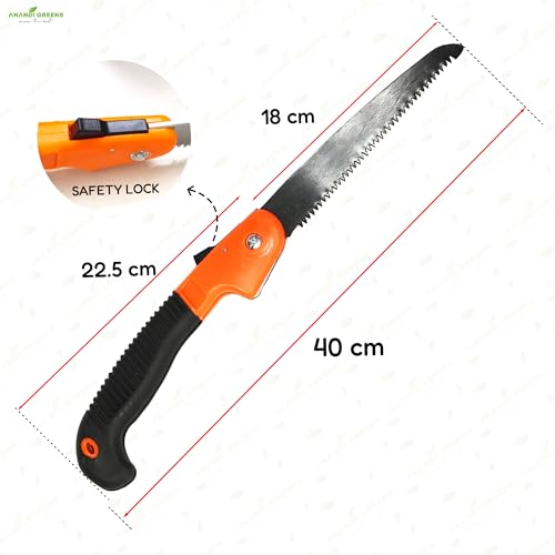 Image of Foldable Pruning Saw for Trees 40 cm Folding Hand Saw with Safety Lock Branch Cutting Saw for Garden, Wood, Bamboo & Tree Pruning Anti-Slip Ergonomic Handle Portable Camping Saw