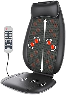 Back Massager S-Shaped, RENPHO Shiatsu Massage Chair with Heat, Massage Seat Pad with Vibration, Deep Kneading Rolling, Electric Massager for Full Back Waist Hips, Home Office Use
