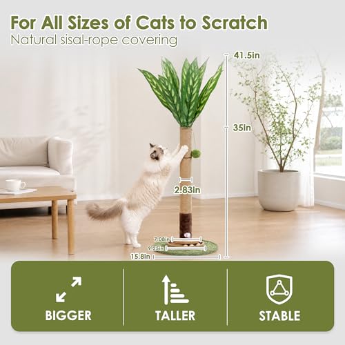 Poste rascador para gato de 35 pulgadas con juguete colgante miniatura 5