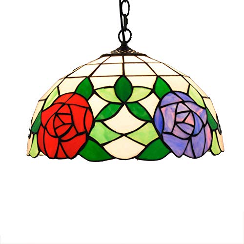 Dining room pendant light vintage pastoral avec suspension en verre rose 12 pouces