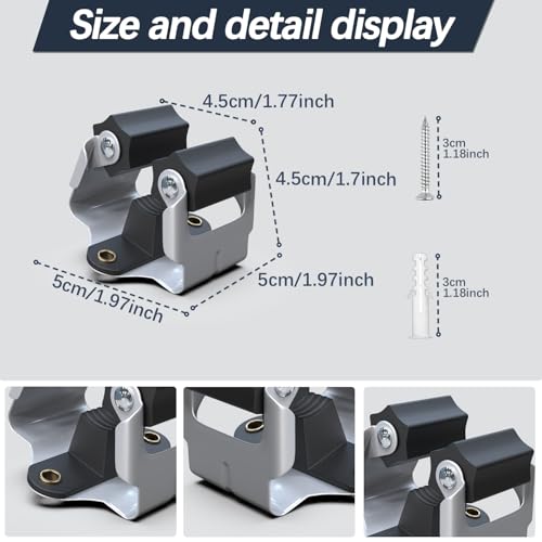 3-H 4 Pack Mop and Broom Holder Big Size Hanging 1 KG Extra,Broom Holder Wall Mount for Hanging and Organizing Shove Rake Yard Tools in Shed Kitchen Laundry Room Bathroom Garden(black