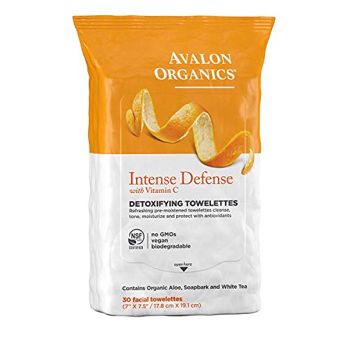 Avalon Organics Intense Defense Detoxifying Facial Towelettes, 30 Count