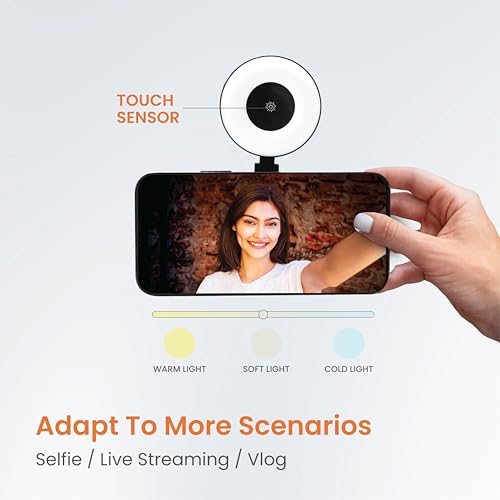 Image of JUST CORSECA Sunlit Magnetic LED Selfie Light | Rechargeable Mini Ring Light with Adjustable Brightness | Portable Light for Selfies, Video Recording, Vlogging & Video Calls (Black)