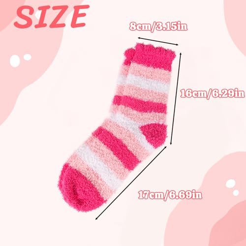 Image of Evankin Women's Heart Fuzzy Socks, 5 Pairs Soft Plush Slipper Socks | Soft Plush Fleece Slipper Socks With Pink Heart Designs, Five Cozy Pairs For Valentine's Day Gifts And Cold-Weather Lounging