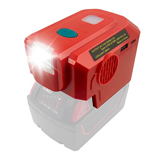 Eid For Milwaukee 18V Battery 200W Power Inverter Outdoor Generators, Dc 18V To Ac 110V Portable Power Station With Ac Outlet &Usb Port&Type-C Port& Led Light Power Source Usb Charger Adapter #TOP7