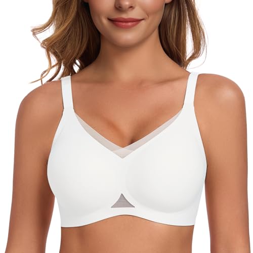 Image of Gailife Womens Jelly Comfortable Bras for Women No Underwire Supportive Bra | Wireless Bra Seamless Bralette Push Up,Soft Tshirt Bras,Mesh V /V Neck,U-back /X-back,Breathable Semi-fixed Pads,Bra Extender