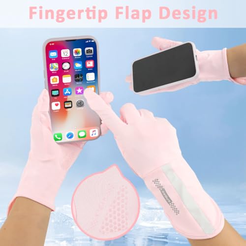 Image of PALAY Sun Protection Gloves UPF 50+ Summer Bike Gloves for Women Bike Riding Driving Golfing, Breathable Nylon Ice Silk Outdoor Hand Glove with Wrist Extension, Touch Screen Design (Pink)