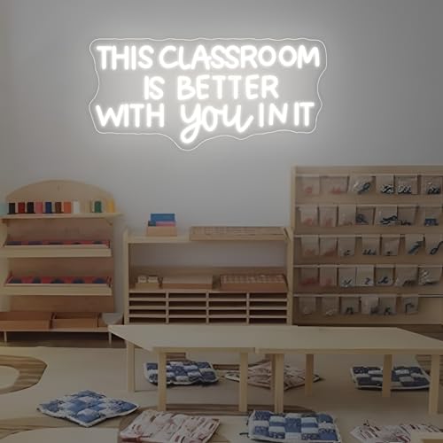 Image of Classroom Neon Sign Dimmable White This Classroom is Better With You In It Teacher LED Sign Classroom Decor Welcome Door Sign, Gift for Teacher