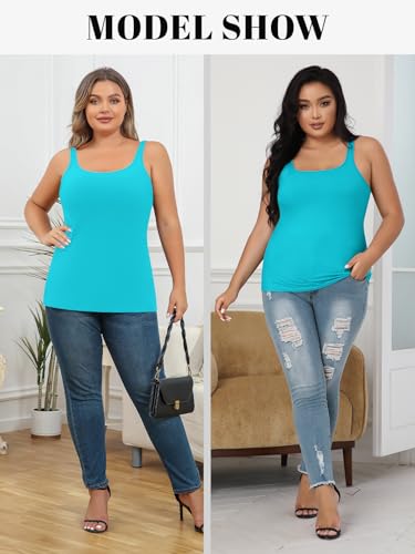 Image of V FOR CITY Plus Size Tank Top for Women with Non-Padded Shelf Bra Adjustable Wide Strap Camisole Cotton Udershirts 1X-5X