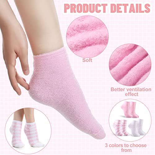 Tarpop 3 Pairs Aloe Socks Moisturizing Spa Socks For Dry Cracked Feet Infused Socks Gel Sleeping Fuzzy Socks Lotion Socks Aloe Vera Gel Socks For Women Men Repairing Softening Dry Feet Skins (Pink) #TOP2