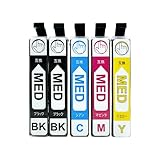 MED-4CL ＋ MED-BK(目印：メダマヤキ) 4色5本セット(黒2本入) EPSON用互換インクカートリッジ エプソン用互換インク 対応機種 EW-056A EW-456A MED-4CL MED-BK MED-C MED-M MED-Y EW-056Aインク EW-456Aインク MED-BK MED-BK EW-056A EW-456A
