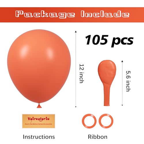 Image of Voircoloria 105pcs Coral Red Balloons 12inch Party Latex Balloons for Boys Girls Birthday Baby Shower Gender Reveal Wedding Sunflower Party Decorations