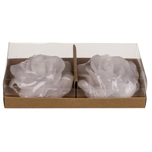 Velas Decorativas con forma de Rosa Roja/Blanca. Set de 2 Velas Perfumada Flotante. Velas Cajita Regalo (Blanco)