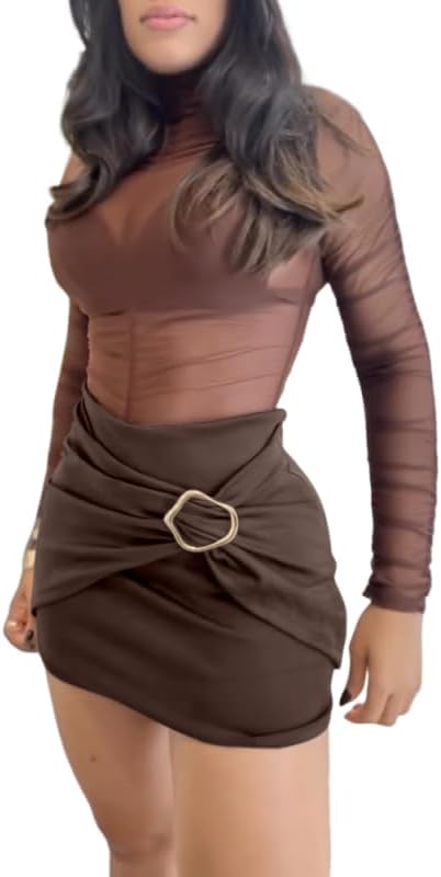 Women's Basic Mini Skirt High Waist Solid Jewel Button Casual Pleated Mini Skirt Pants