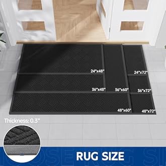 Durable Indoor Outdoor Door Mat, 3' x 5' Heavy Duty Front Door Mat for Entryway, Non-Slip Backing, Stain and Fade Resistant, Absorbent Commercial Floor Mat for High Traffic Area, Black