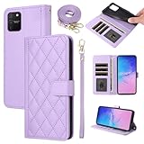 Furiet Wallet Case for Samsung Galaxy S10 Lite with Wrist Strap Shoulder Strap Multiple Card Slots Folio Purse Luxury PU Leather Stand Accessories Phone Cover for S10lite S 10 10s A91 Women Men Purple