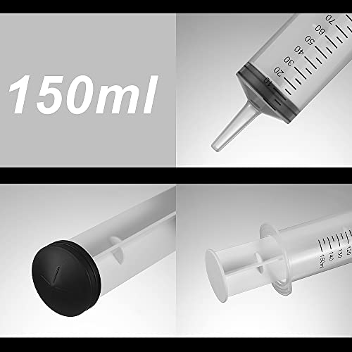 Image of 2 Pack Big Syringes (150 ML), Large Clear Plastic Garden Industrial Syringes for Scientific Labs, Measuring, Watering, Refilling, Filtration Multiple Uses