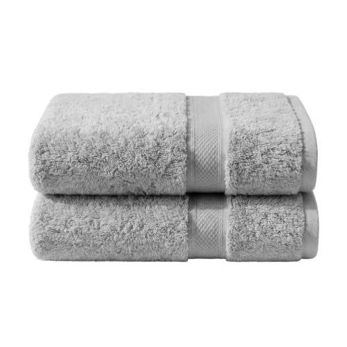 Image of 100% Cotton Handloom Hand Towel | Pack of 2 | Light Grey | High GSM | Soft & Highly Absorbent | Quick Dry Woven Cotton | Skin Friendly | Bathroom, Kitchen, Gym & Travel