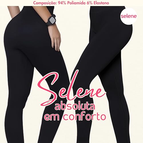 Selene Calça Legging Academia Fitness Cintura Alta Feminina Microfibra Poliamida Sem Costura Zero Tr