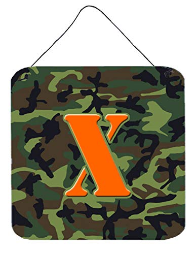 Caroline's Treasures CJ1030-XDS66 Letter X Monogram - Camo Green Wall or Door Hanging Prints Aluminum Metal Sign Kitchen Wall Bar Bathroom Plaque Home Decor, 6x6, Multicolor