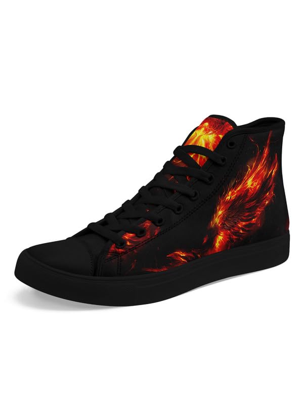 High-top Skull Canvas Sneaker for Men Women Lace up Fashion Unisex Flame Walking Casual Flat Shoes Black White Shoes