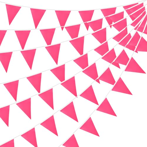 Guirlande de fanions Roses de 20 m (65,6 pi), 52 bannières triangulaires en Tissu pour décoration intérieure et extérieure, Anniversaire, Baby Shower, Mariage, Jardin, Maison