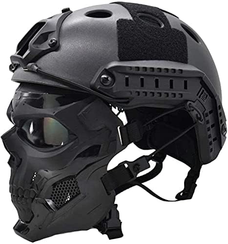 Miniatura 4 de NC PJ - Casco táctico rápido y máscara ajustable de Airsoft, máscara de cara completa, adecuada para paintball, Halloween, juegos de rol, fiestas de