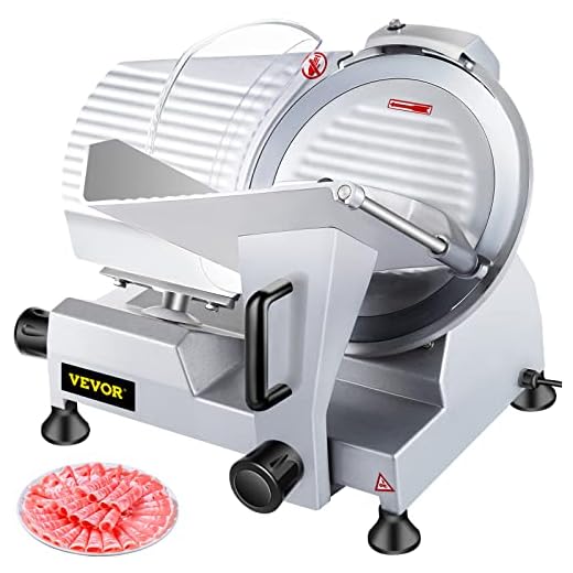 VEVOR Commercial Meat Slicer, 10 inch Electric Food Slicer, 240W Frozen Meat Deli Slicer, Premium Chromium-plated Steel Blade Semi-Auto Meat Slicer For Commercial and Home use