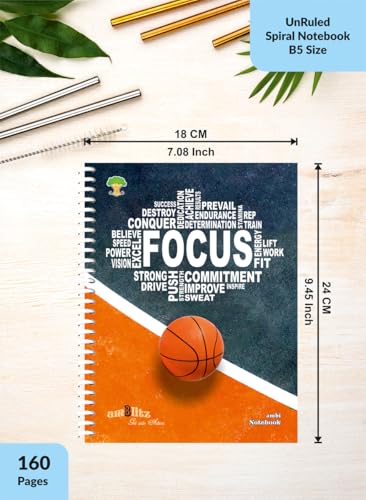 Image of amblitz Spiral Notebook | 18 X 24 CM | B5 Size | School /College Students's Choice for Note Making | 70 GSM Thick White Paper | Diary Size | Personal & Office Use | (160 Pages, UNRULED Notebook)