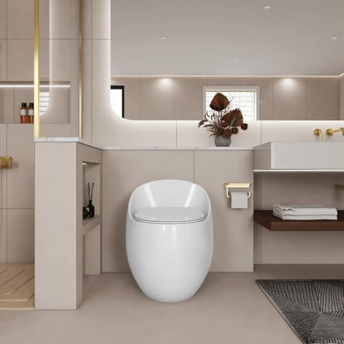 Image of Backline P-Trap Commode Toilet /Western commode /Water Closet With In-build 5L Tank & UF Soft Closing Toilet Seat - P Trap Outlet Is From Wall (White) (7 Years Color Warranty)