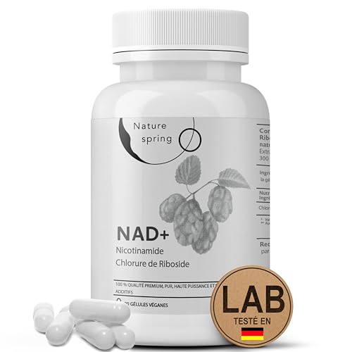 Nature Spring Nad Supplement Nicotinamide Riboside 90 Capsules - Testé en Laboratoire en Allemagne - 300 mg par Capsule - Nicotinamide Nad pour 3 Mois