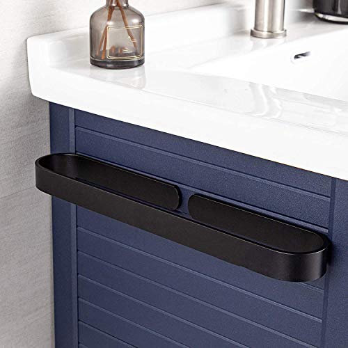 Toallero de pared negro de 30 cm autoadhesivo de aluminio para baño 4