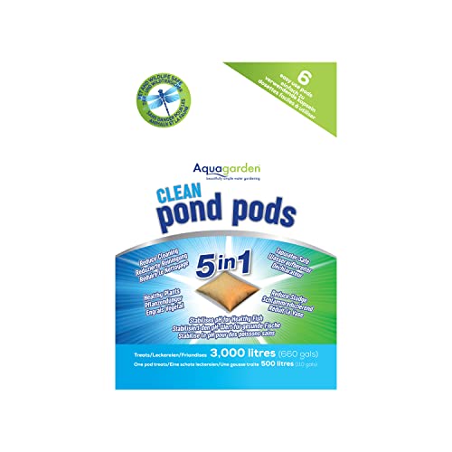 Aquagarden 8841 Clean Pond Pods, Limite Les boues du Bassin, Rend l’Eau du Robinet sûre, réduit la fréquence de Nettoyage du Filtre, Plantes saines, stabilise Le pH, Paquet de 6