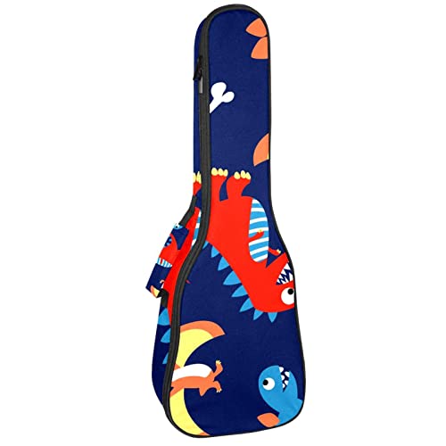 Housse de ukulélé concert rembourrée 10mm anti-choc motif dinosaure amusant