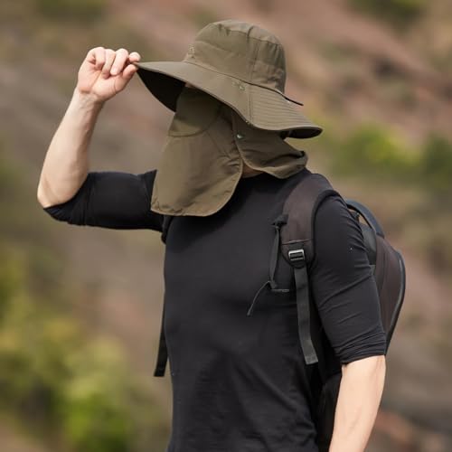 Image of Sun Hats for Men Women Fishing Hat UPF 50+ Breathable Wide Brim Summer UV Protection Hat