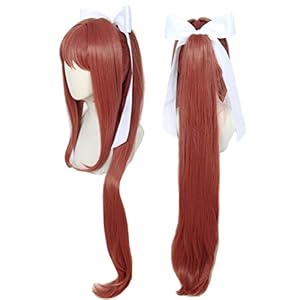 Linfairy Peluca de niña para disfraz de Halloween Cosplay peluca larga para mujer con lazo blanco