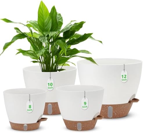 12" 10" 9" 8" Self Watering Pots with Water Level Indicator, Larg...