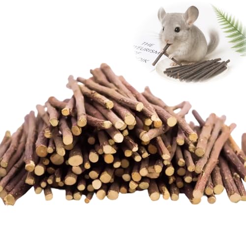 Flewdart 500g Baton de Pommier Naturelle 300pcs, bâton de Dentition pour Animaux de Compagnie, Batonnet Pommier Jouet pour Lapin Hamster Cochon d'Inde Chinchilla (500g)